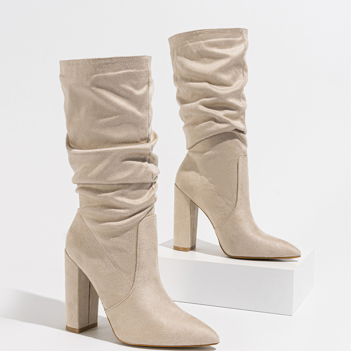 Greidmoss Women's Slouch Boots with Block Heel and Pointed Toe, view 3 - Elena Harper