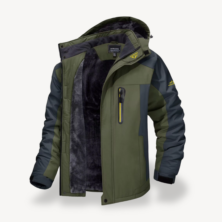 Men's Winter Jacket with Hood - Water-Repellent with Fleece Lining