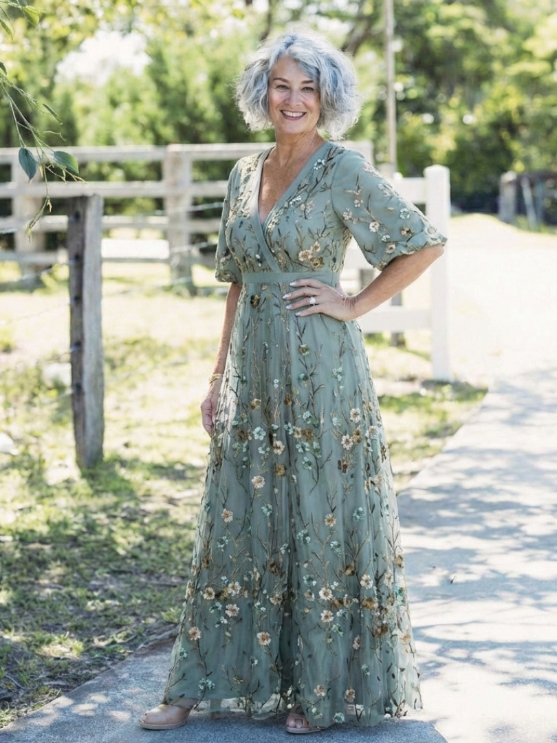 Evadne™  |  Short Sleeve Maxi Dress
