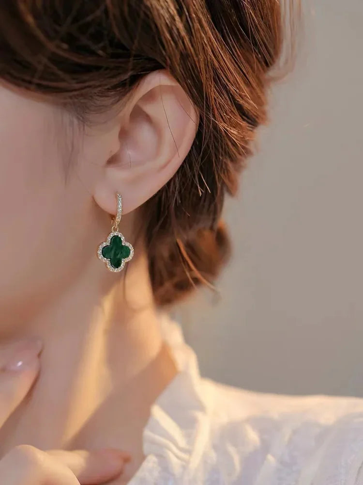Women's Lucky Clover Leaf Earrings Elegant & Timeless, view 3 - Elena Harper