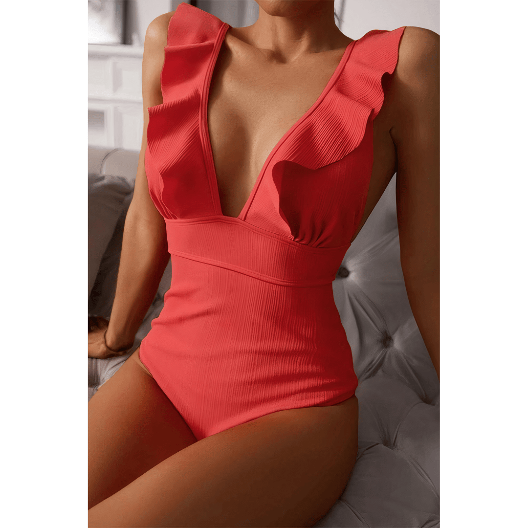 Gold Olivia™ Mirage Swimsuit by Emma & Rose Manhattan, featuring a stylish one-piece design with a flattering cut.