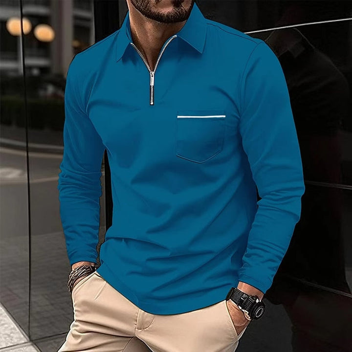 Trenton Refined Quarter-Zip Polo Shirt, view 5 - Elena Harper
