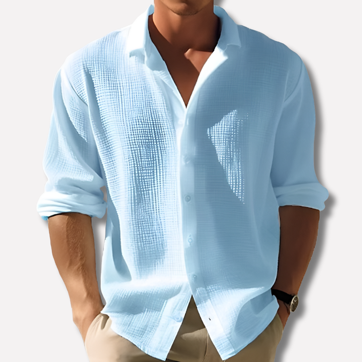 Lightweight Men’s Solid Color Cotton Linen Shirt