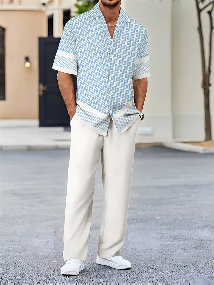 LAURENT MONACO | CONTRASTING GEOMETRIC PRINT SUMMER SET FOR MEN
