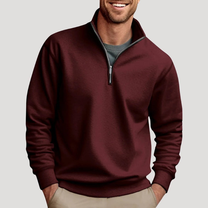 Sweatshirt with Half Zip and Long Sleeves for Men