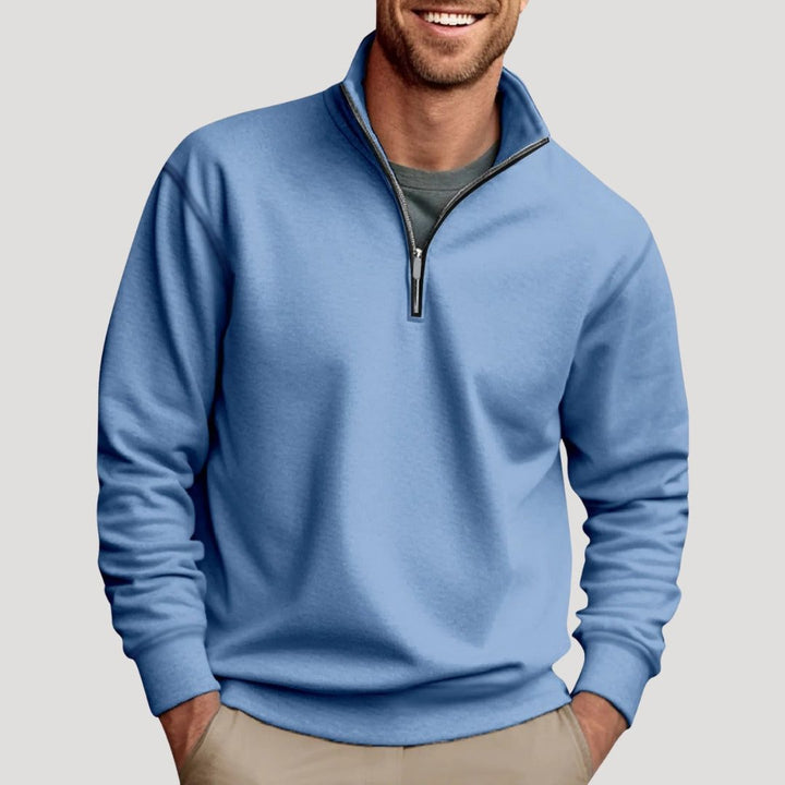 Sweatshirt with Half Zip and Long Sleeves for Men