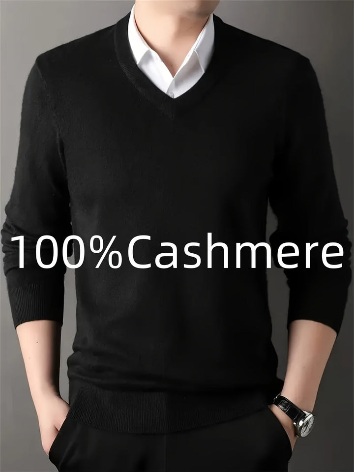 Halvord Men's V-Neck Sweater Black, view 2 - Elena Harper