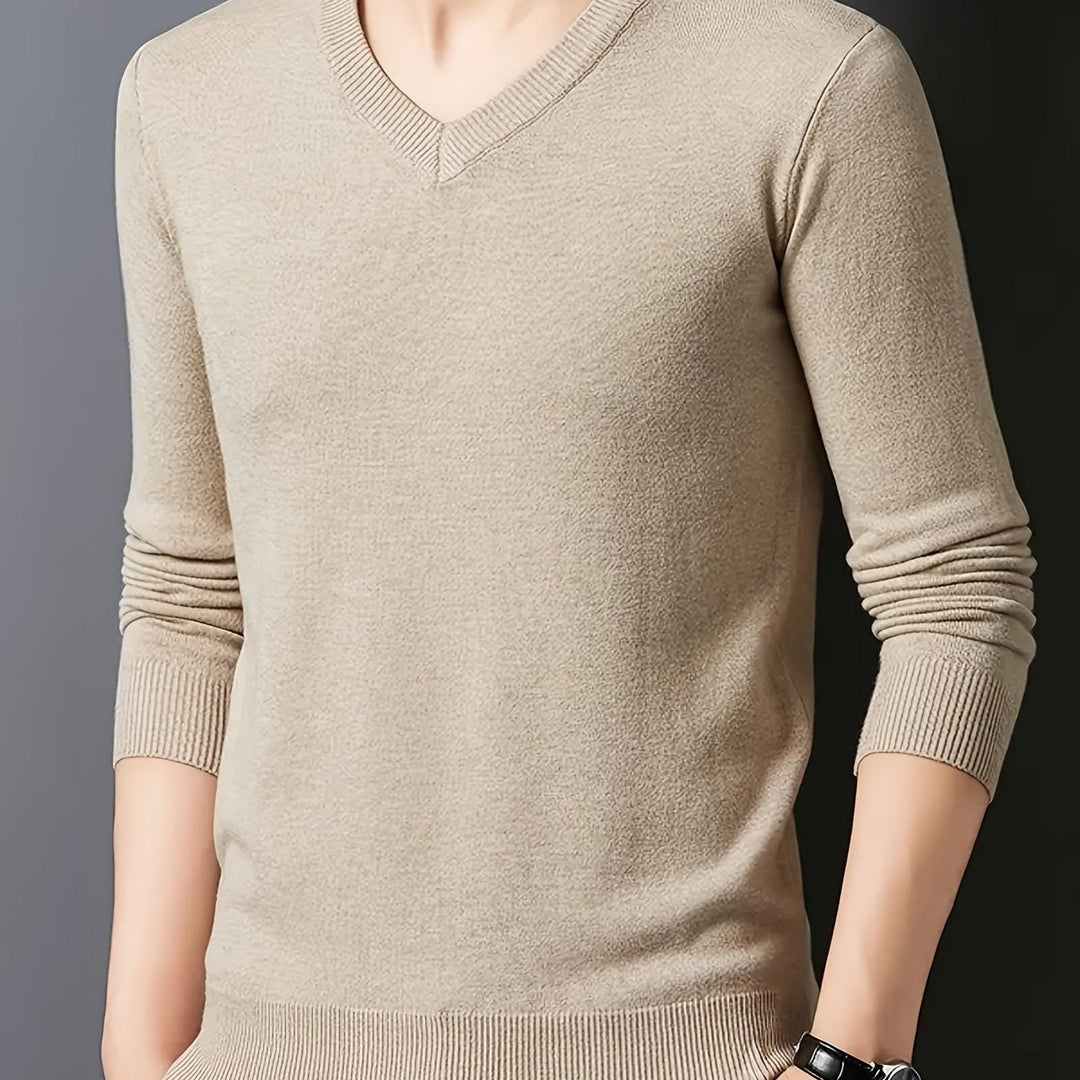 Halvord Men's V-Neck Sweater Black, view 3 - Elena Harper