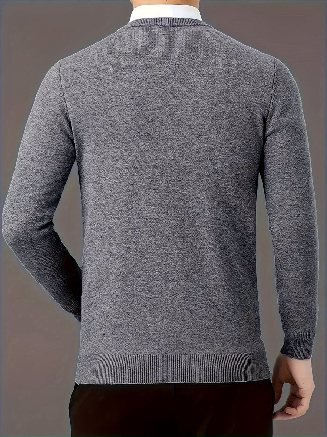 Halvord Men's V-Neck Sweater Black, view 9 - Elena Harper