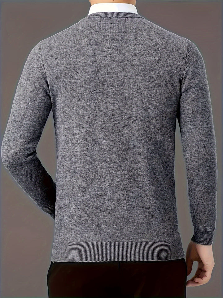 Halvord Men's V-Neck Sweater Black, view 9 - Elena Harper
