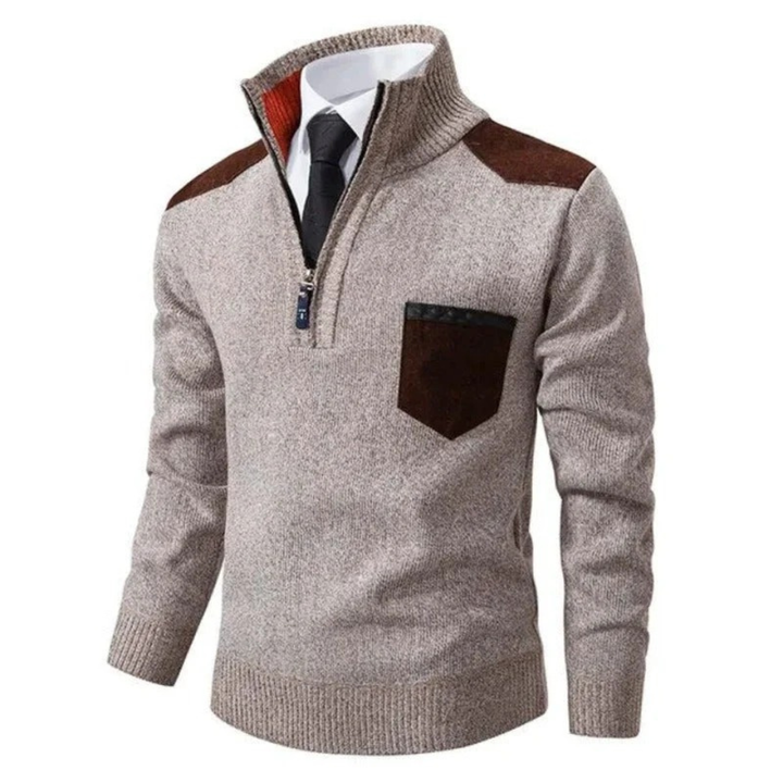Halvorn Men's Knit Sweater with Zipper - Elena Harper