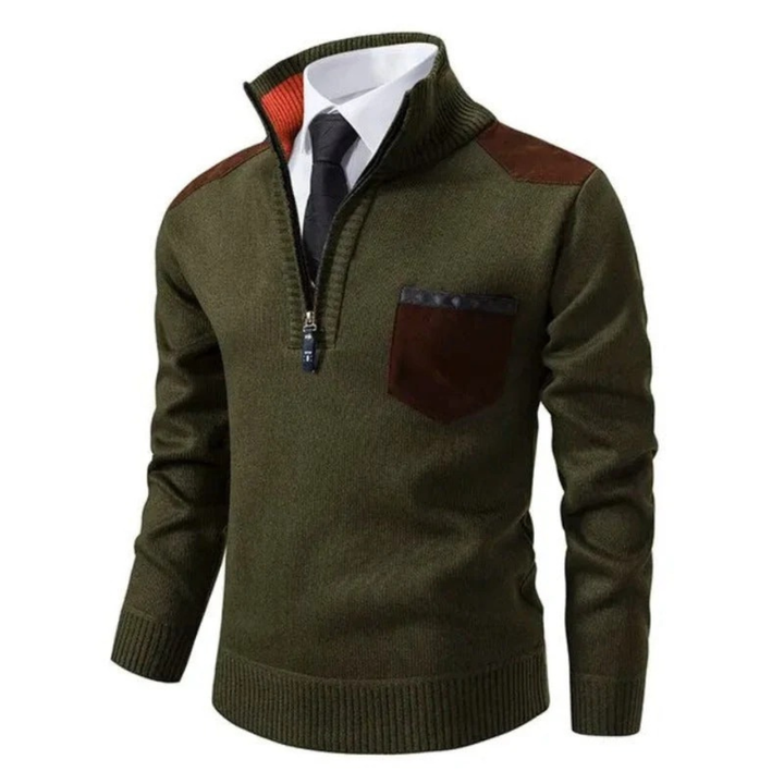 Halvorn Men's Knit Sweater with Zipper, view 2 - Elena Harper