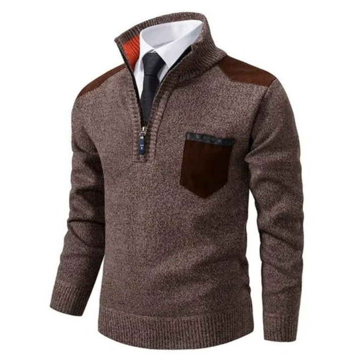 Halvorn Men's Knit Sweater with Zipper, view 3 - Elena Harper