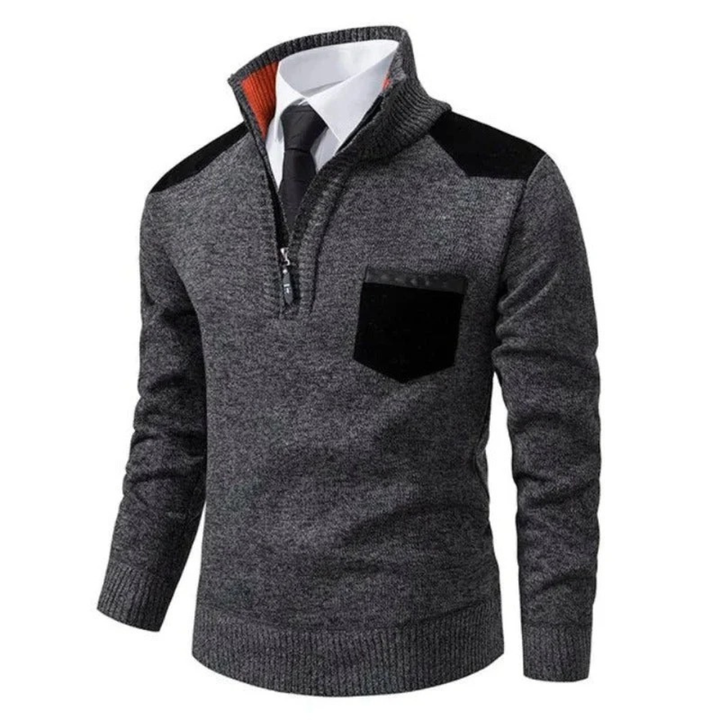 Halvorn Men's Knit Sweater with Zipper, view 4 - Elena Harper