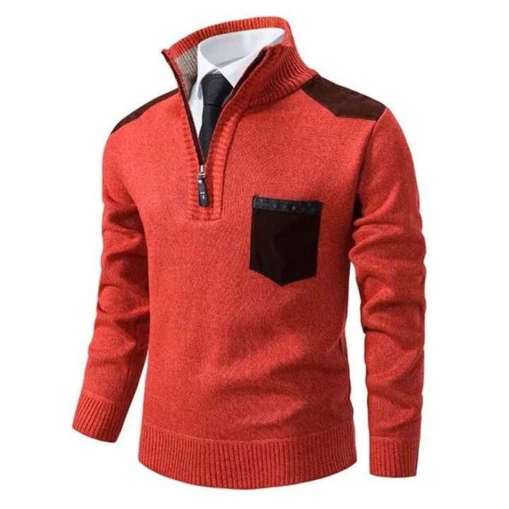 Halvorn Men's Knit Sweater with Zipper, view 5 - Elena Harper
