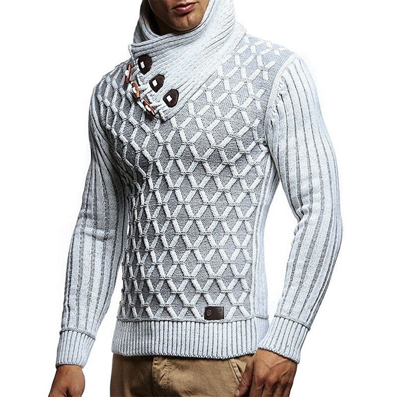 Halvrek Men's Turtleneck Knitted Sweater with Structured Knit, view 2 - Elena Harper
