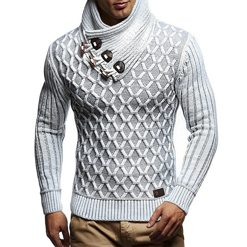 Halvrek Men's Turtleneck Knitted Sweater with Structured Knit, view 3 - Elena Harper