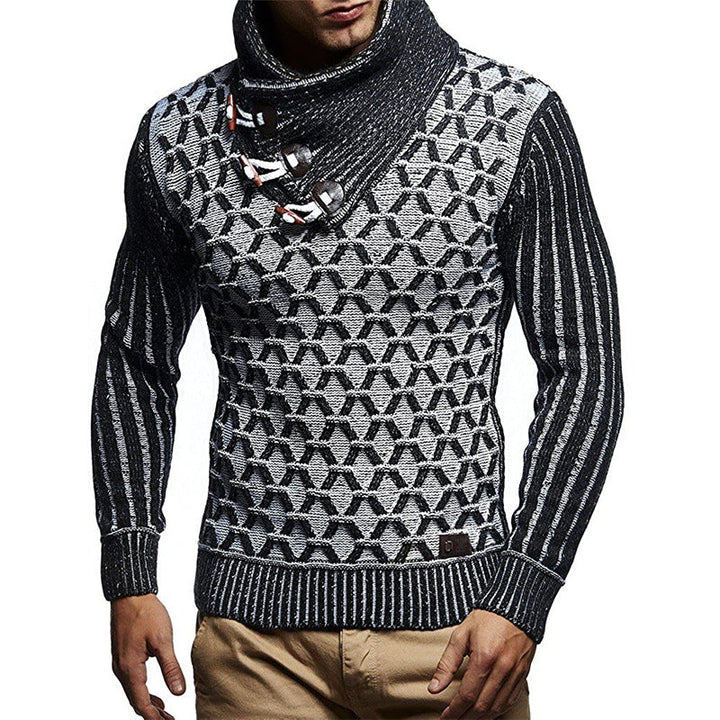 Halvrek Men's Turtleneck Knitted Sweater with Structured Knit, view 4 - Elena Harper