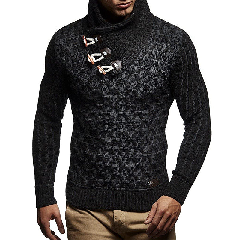 Halvrek Men's Turtleneck Knitted Sweater with Structured Knit, view 5 - Elena Harper
