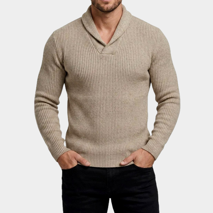 Halvrek Men's Winter Sweater with Ribbed Collar - Elena Harper