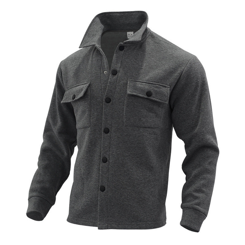 Men's Overshirt Jacket with Long Sleeves and Chest Pockets