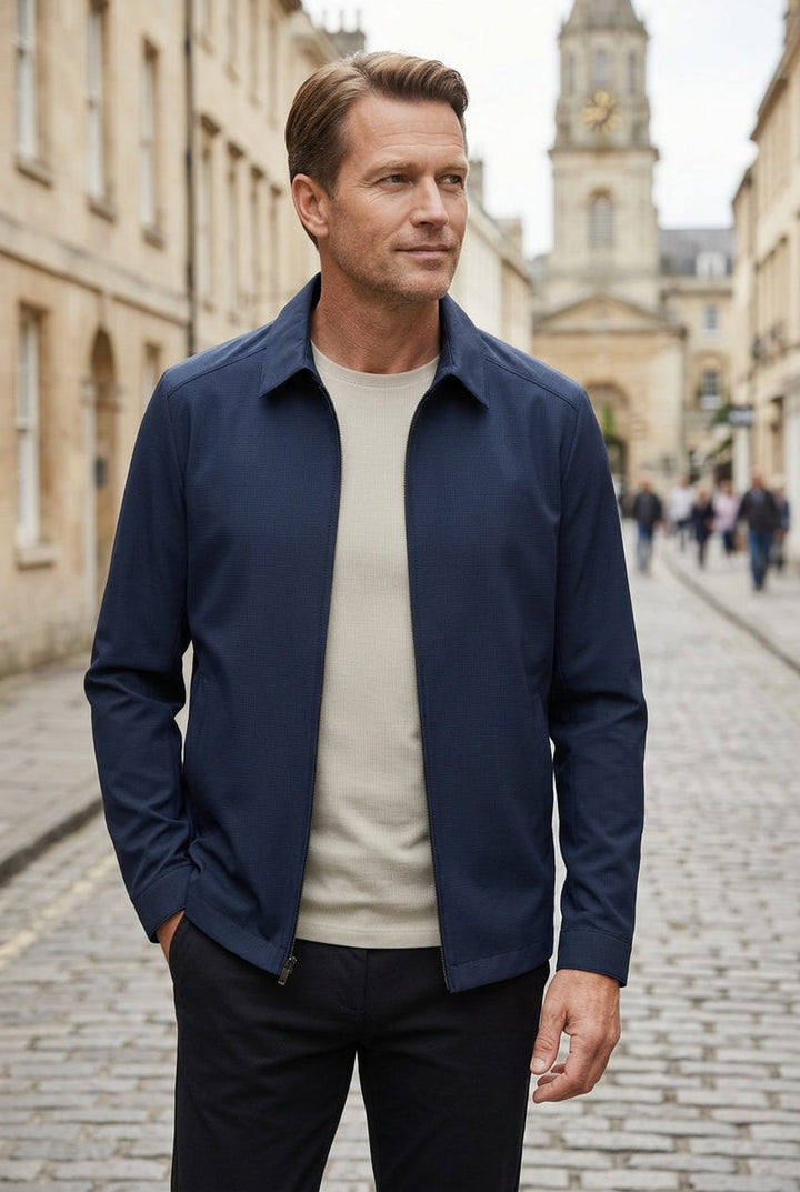 Harrington Jacket with Stand-Up Collar for Men