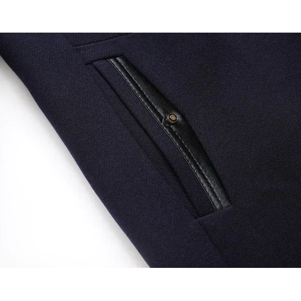 Men's Wool Blend Coat – Thick Winter Overcoat with Double Collar