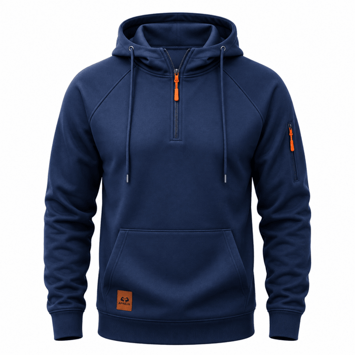 LAURENT MONACO | HOODED SWEATSHIRT WITH HALF ZIPPER FOR MEN