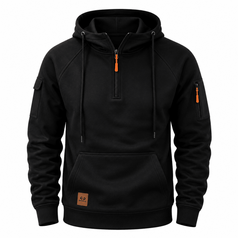 LAURENT MONACO | HOODED SWEATSHIRT WITH HALF ZIPPER FOR MEN