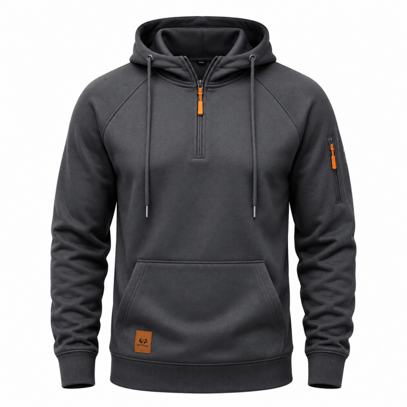 LAURENT MONACO | HOODED SWEATSHIRT WITH HALF ZIPPER FOR MEN