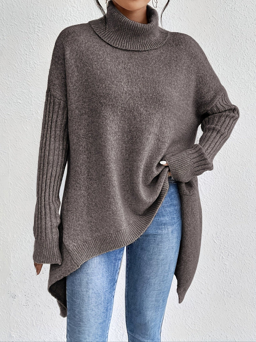 Hedrun Women's Oversized Turtleneck Sweater, view 2 - Elena Harper