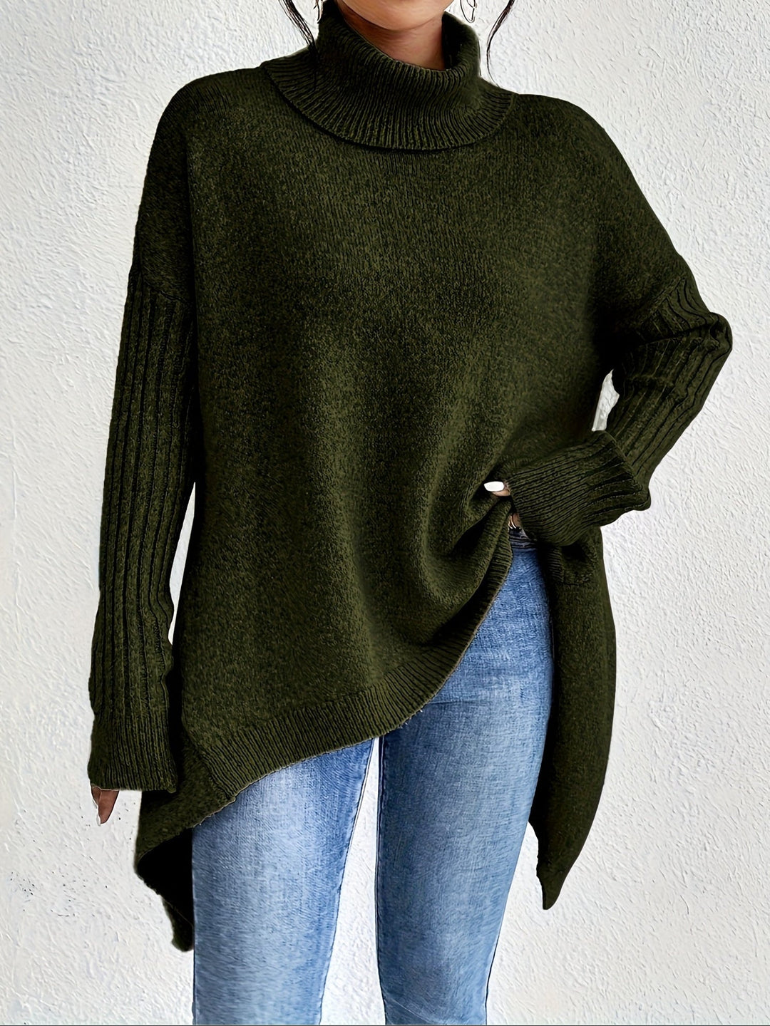 Hedrun Women's Oversized Turtleneck Sweater, view 5 - Elena Harper