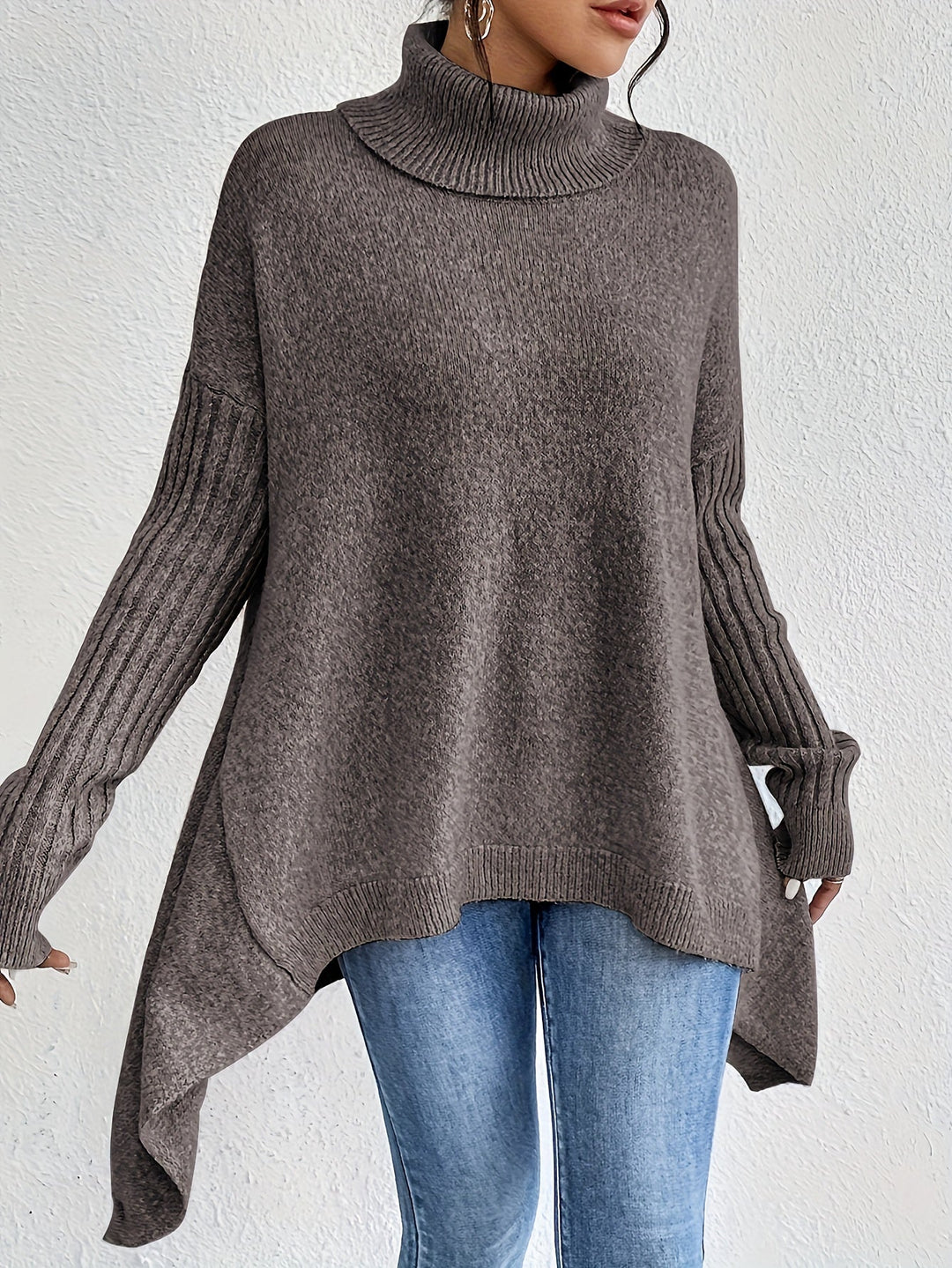 Hedrun Women's Oversized Turtleneck Sweater, view 8 - Elena Harper