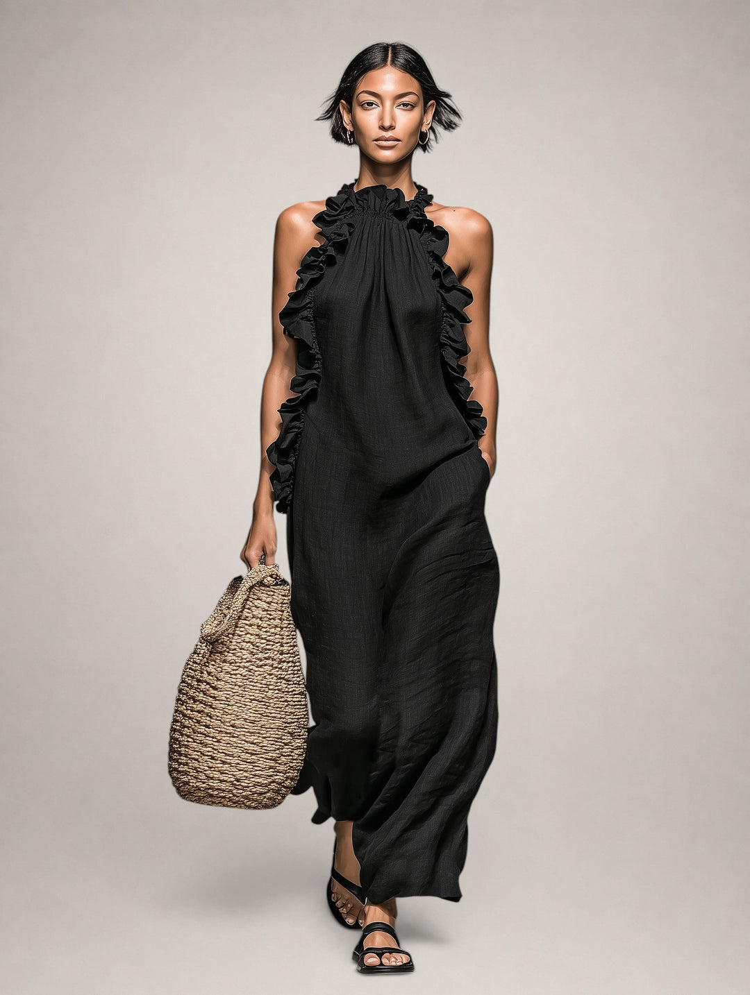 Isolde™ | Belly-Covering Maxi Dress with Ruffles