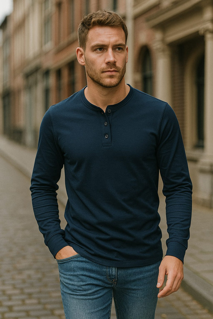 Henley Long Sleeve Shirt for Men