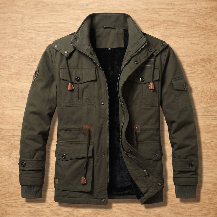 Milan Men's Fleece-Lined Cargo Winter Jacket with Hood - Elena Harper