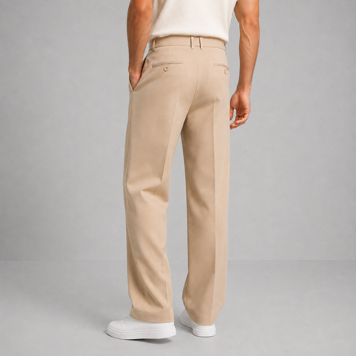 Men's Pleated Tailored Straight-Leg Trousers - Business