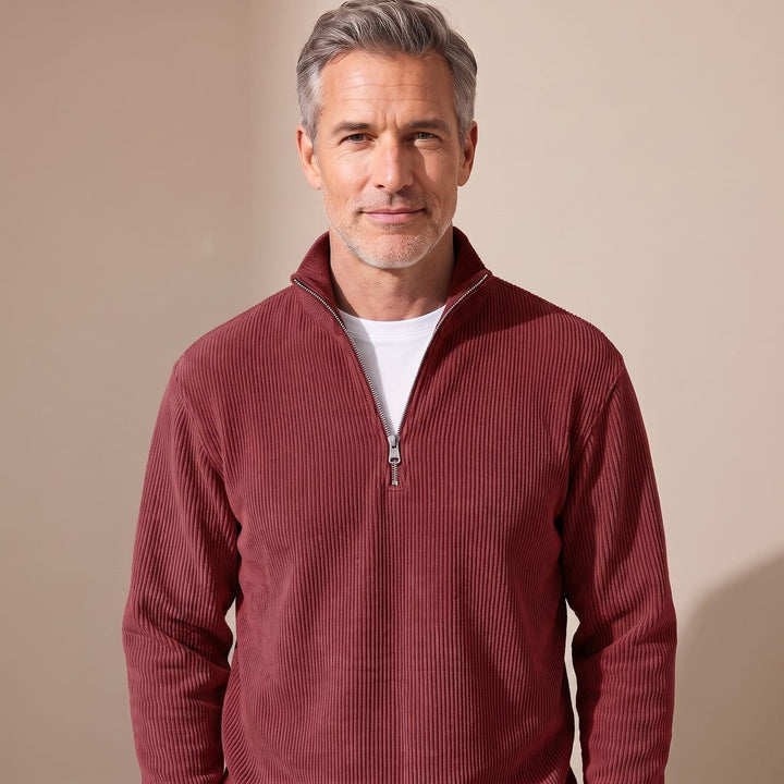 Lars | Men's Ribbed Quarter-Zip Sweater with Zipper Relaxed Fit