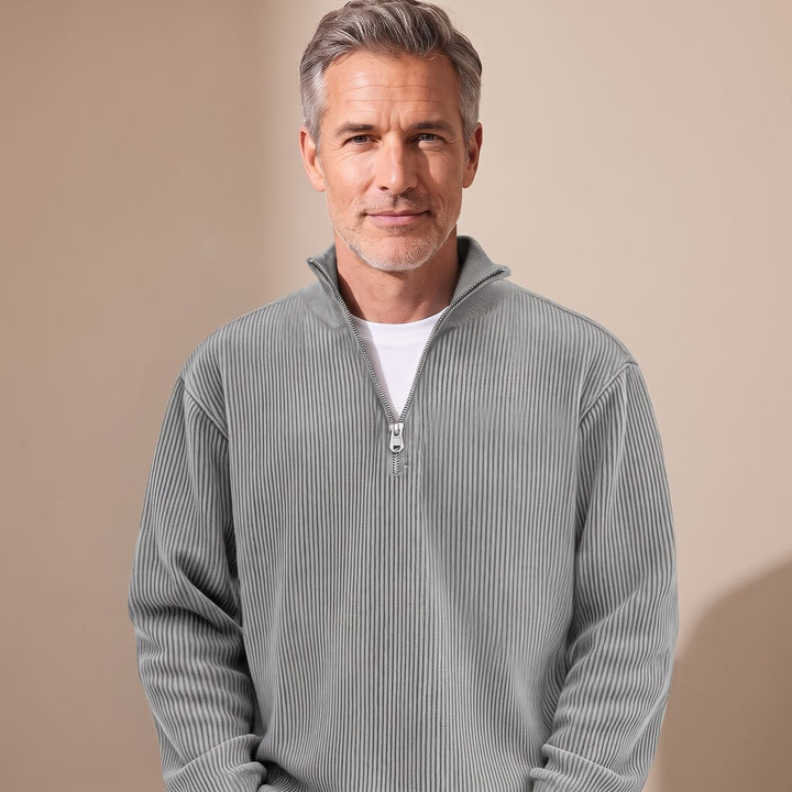 Lars | Men's Ribbed Quarter-Zip Sweater with Zipper Relaxed Fit
