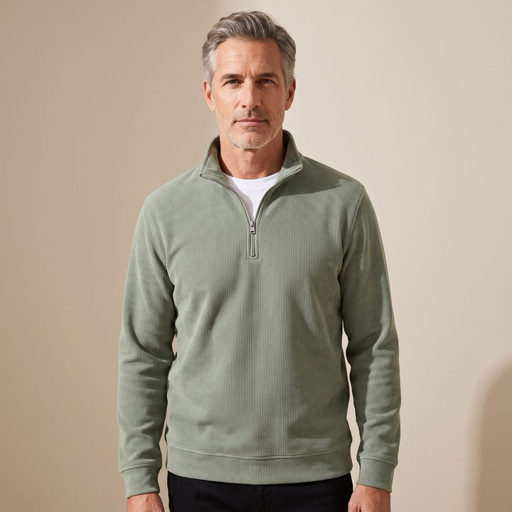 Lars | Men's Ribbed Quarter-Zip Sweater with Zipper Relaxed Fit