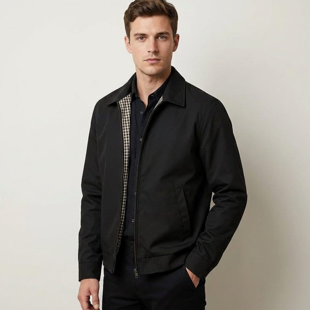 Bram | Men's Harrington Bomber Jacket Checked Lined Zipper