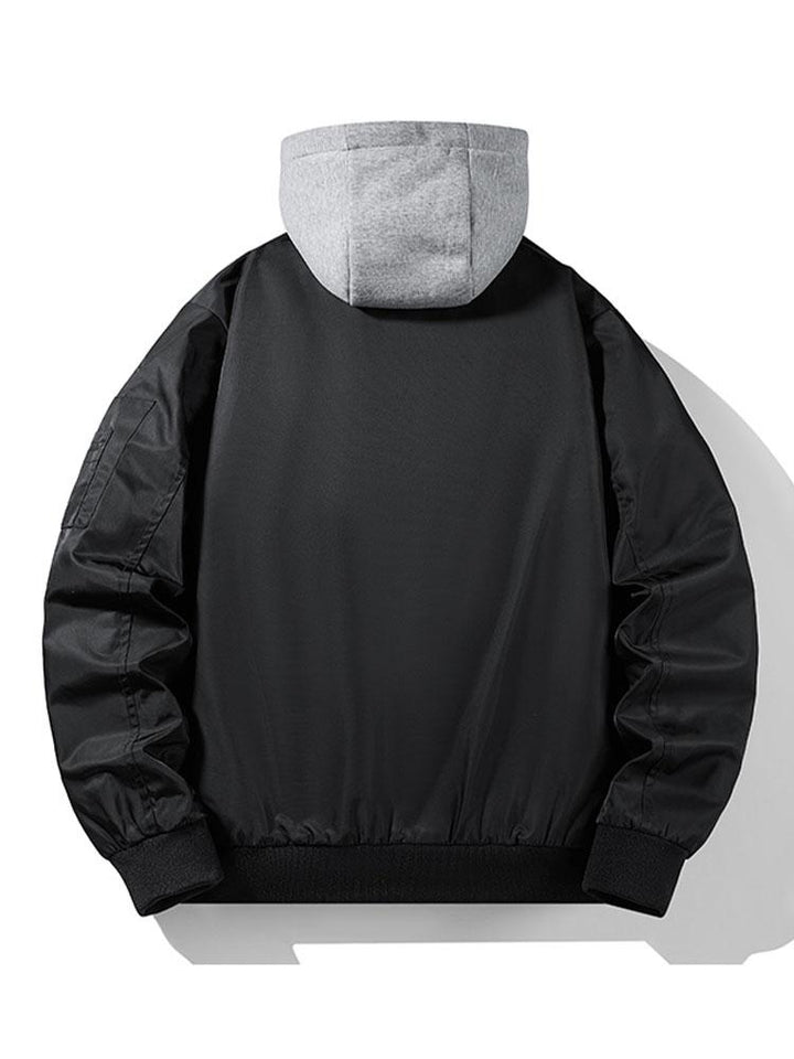 Men's Hooded Bomber Jacket Contrast Lining - Regular Fit