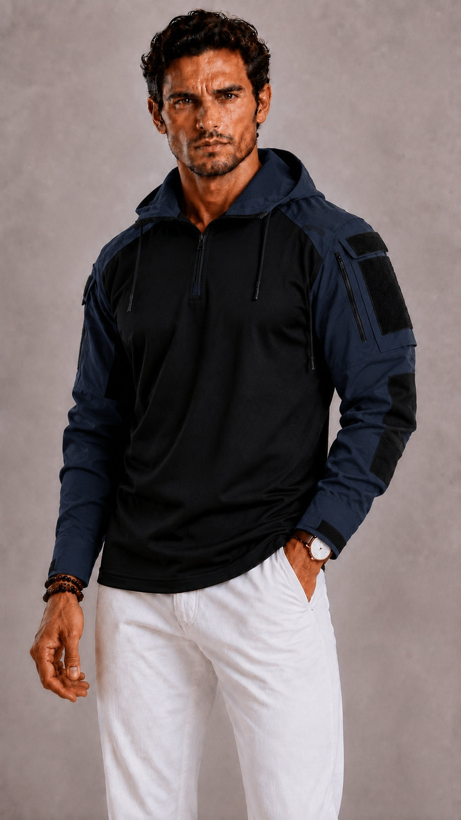 Men's hoodie with slim fit and practical pockets for comfort
