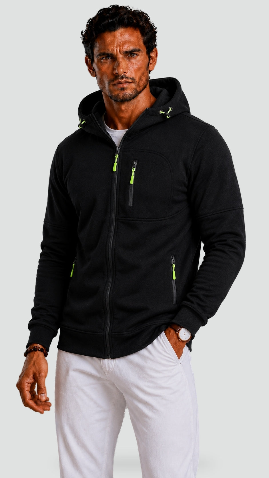 Men's Hoodie with Full Zipper and Pockets