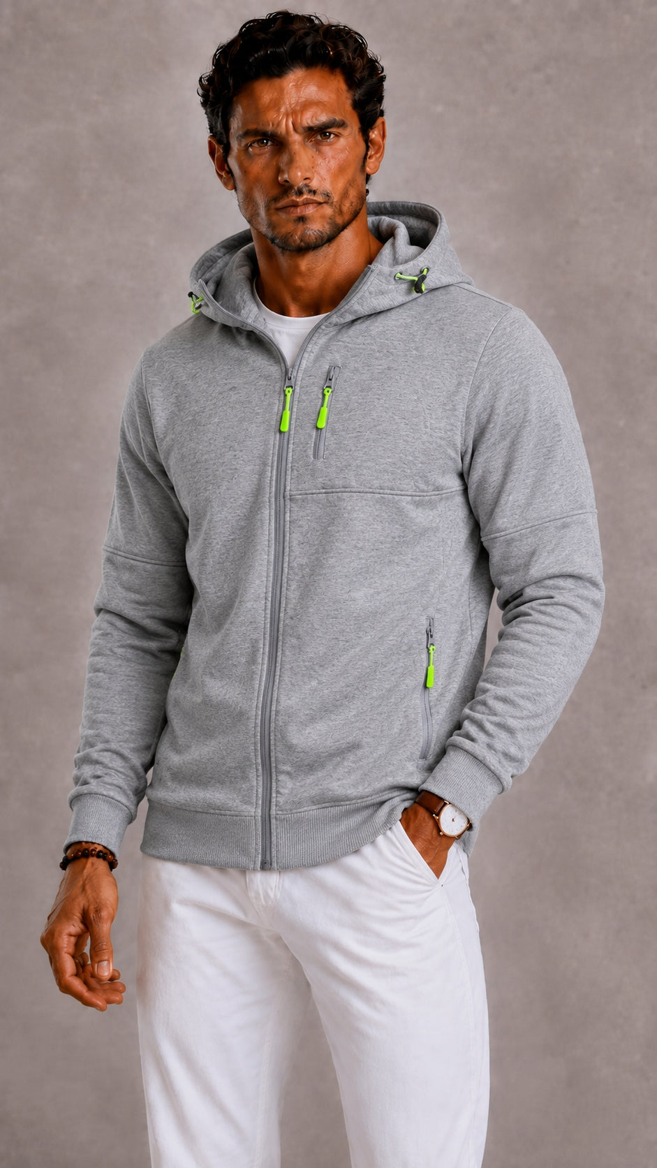 Men's Hoodie with Full Zipper and Pockets