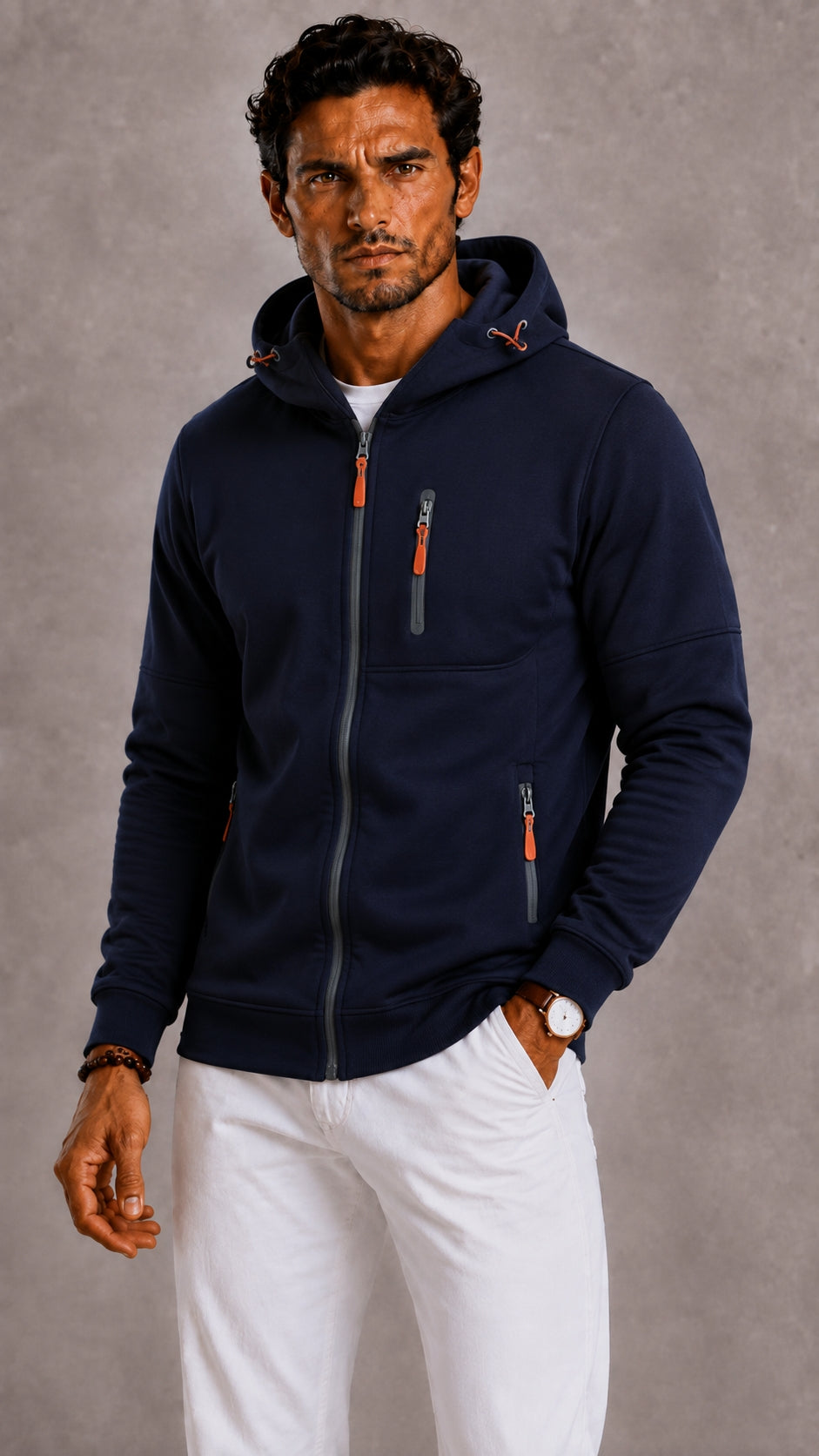 Men's Hoodie with Full Zipper and Pockets