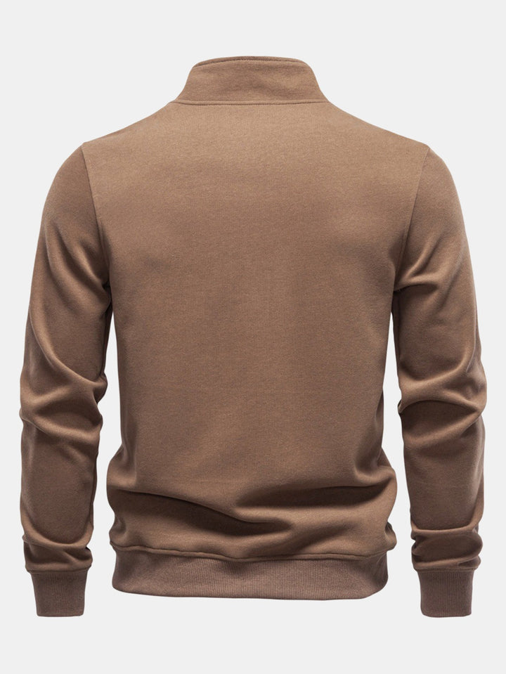 Men's Cotton Blend Quarter Zip Sweatshirt - Casual Pullover