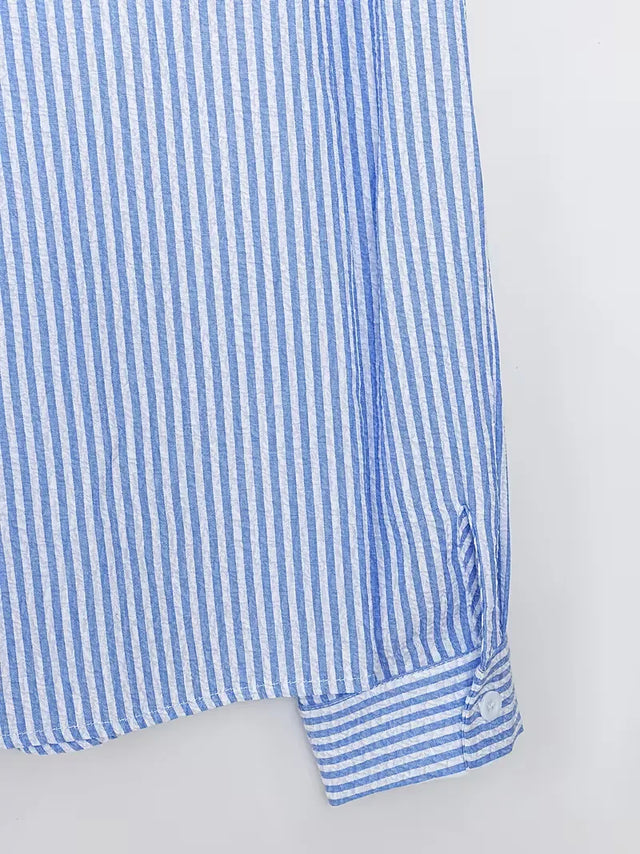 Men's Long Sleeve Striped Casual Shirt