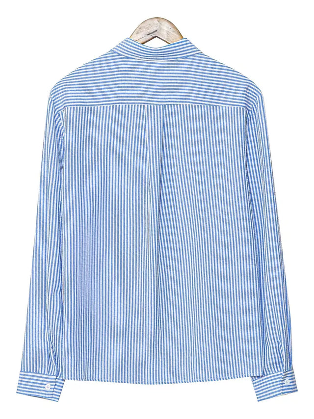 Men's Long Sleeve Striped Casual Shirt