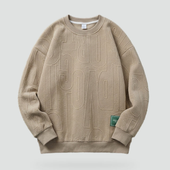 Men's Oversized Sweater with Round Neck and Relief Pattern
